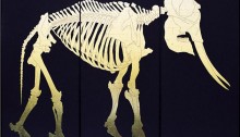 DAVID Pierre, 0 Éléphant Vanité, 244x340cm, pigment et feuilles d'or/bois, 2002