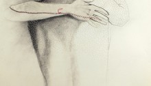 BESSON Mylène, graphite pastels broderie et perforations, 120x80cm, 2011