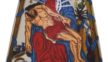 BURRET Hervé, Notre Dame des sept douleurs, 185x145cm, huile sur capot de DS 21, 1998