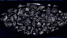 WATTS Lucy, Constellation, 2010, 150x310cm, œuvre unique papier marouflé sur toile