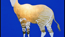 DAVID Pierre, Okapi, Feuilles d'or et pigment de fresque sur Bois, 130x130cm, 2002