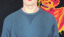 SUBERVILLE A. Portrait au diablotin, 80x60cm. peinture et pastel gras