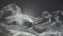 BALMET Gilles, Silver mountains, Peinture acrylique argent sur papier noir, 70x100 cm. 2020
