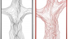 LAPERRIÈRE-W.-Jésus-concentrique-Topographie d'un arbre 2 x153x1115cm (cadre inclus) encre sur papiers marouflés sur bois 2018