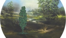 Pincemin N. tondo 2 arbre vert huile sur toile Ø 80cm 2021