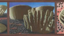 GAILLARD Gérard, Stromatoliths #5 cadre noyer 26,3x104cm.