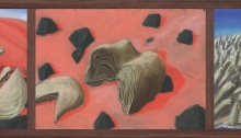 GAILLARD Gérard Stromatolithes #6, cadre noyer 26,3x104cm.