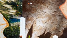 JOYE Nicole, Elément n°2, La Terre, 40x30cm, photo peinte et collages marouflés sur Alu-Dibond, caisse américaine blanche, 2024, œuvre unique