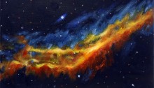 PARK Sohyun, NGC 1499, Nébuleuse Californie 15,8x22,7cm huile sur toile 2023