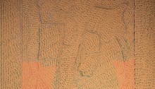 Anamnèse pigments, caséine, entaillée sur bois, 86 x 116 cm 2000