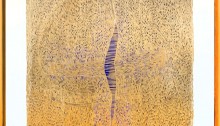 VASSAL Éric. Anamnèse LXII, pigments et caséine sur bois puis entaillé, 100x100cm. 2000